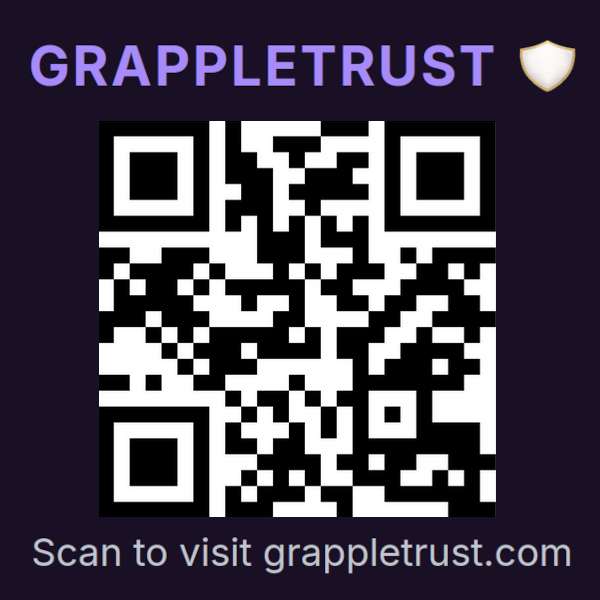 GrappleTrust logo and QR code (dark)