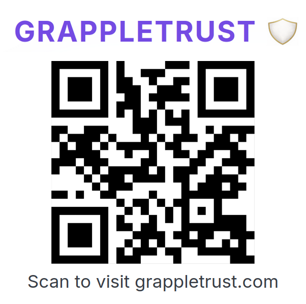 GrappleTrust logo and QR code (light)